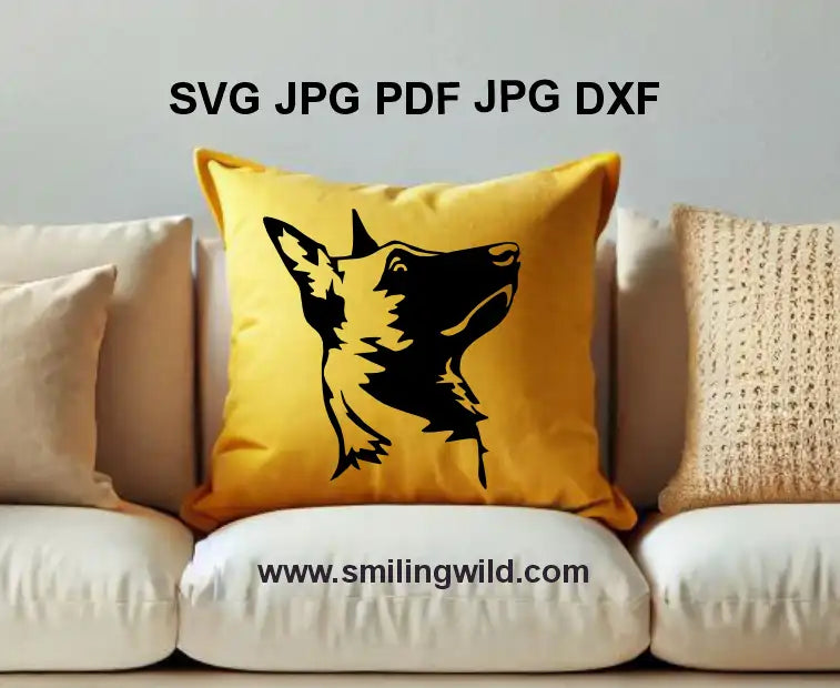 Belgian shepherd dog Malinois svg black vector clipart, perfect for engraving and Cricut projects