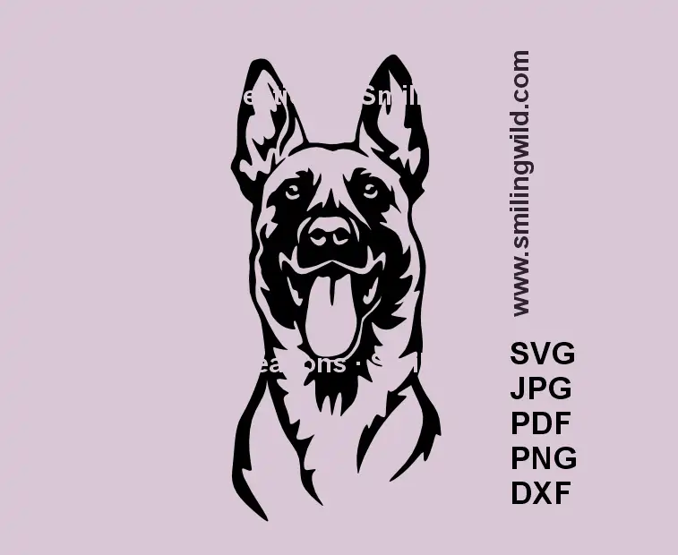 Malinois dog SVG, png, dxf head vector clipart for Cricut and laser engraving