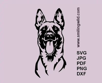 Malinois dog SVG, png, dxf head vector clipart for Cricut and laser engraving