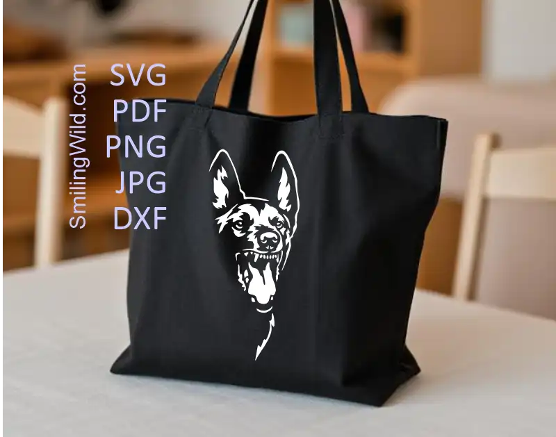 Angry malinois face digital clipart design Optimized for cutting machines (Cricut, Silhouette), engraving, and etching with Transparent background files included.