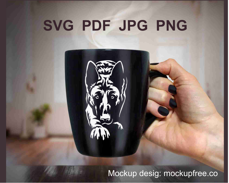 malinois printable design output on a black mug