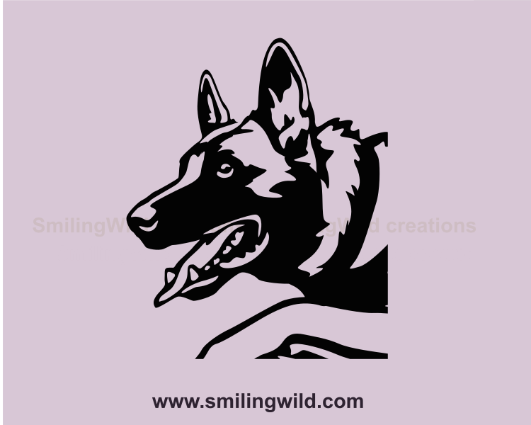 malinois face profile in black graphic art