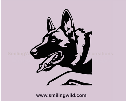 malinois face profile in black graphic art