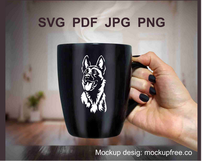 malinois clip art printed on a  black mug