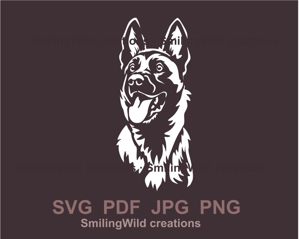 Malinois white svg design with transparent background, made for crafting needs