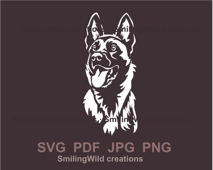 Malinois white svg design with transparent background, made for crafting needs