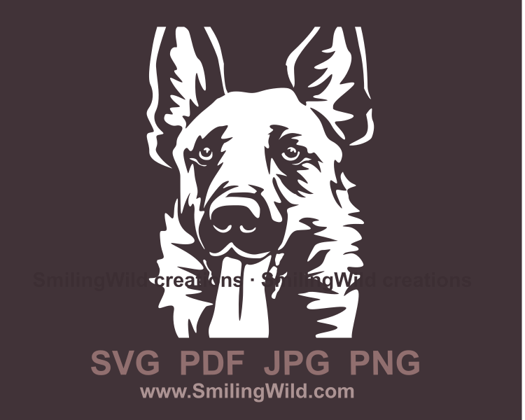 malinois clip art dtyle made design. CLose up image