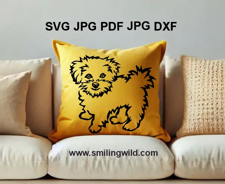 Maltese Bichon Full Body Clipart SVG PNG DXF - Detailed Pet Vector Graphic for Laser Cutting and Engraving