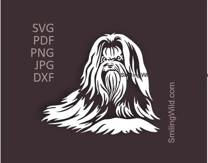 Maltese Dog in Full-Length coat White Clipart SVG PNG DXF Vector Graphic for Cricut, Laser Cutting, and Crafting