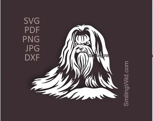 Maltese Dog in Full-Length coat White Clipart SVG PNG DXF Vector Graphic for Cricut, Laser Cutting, and Crafting