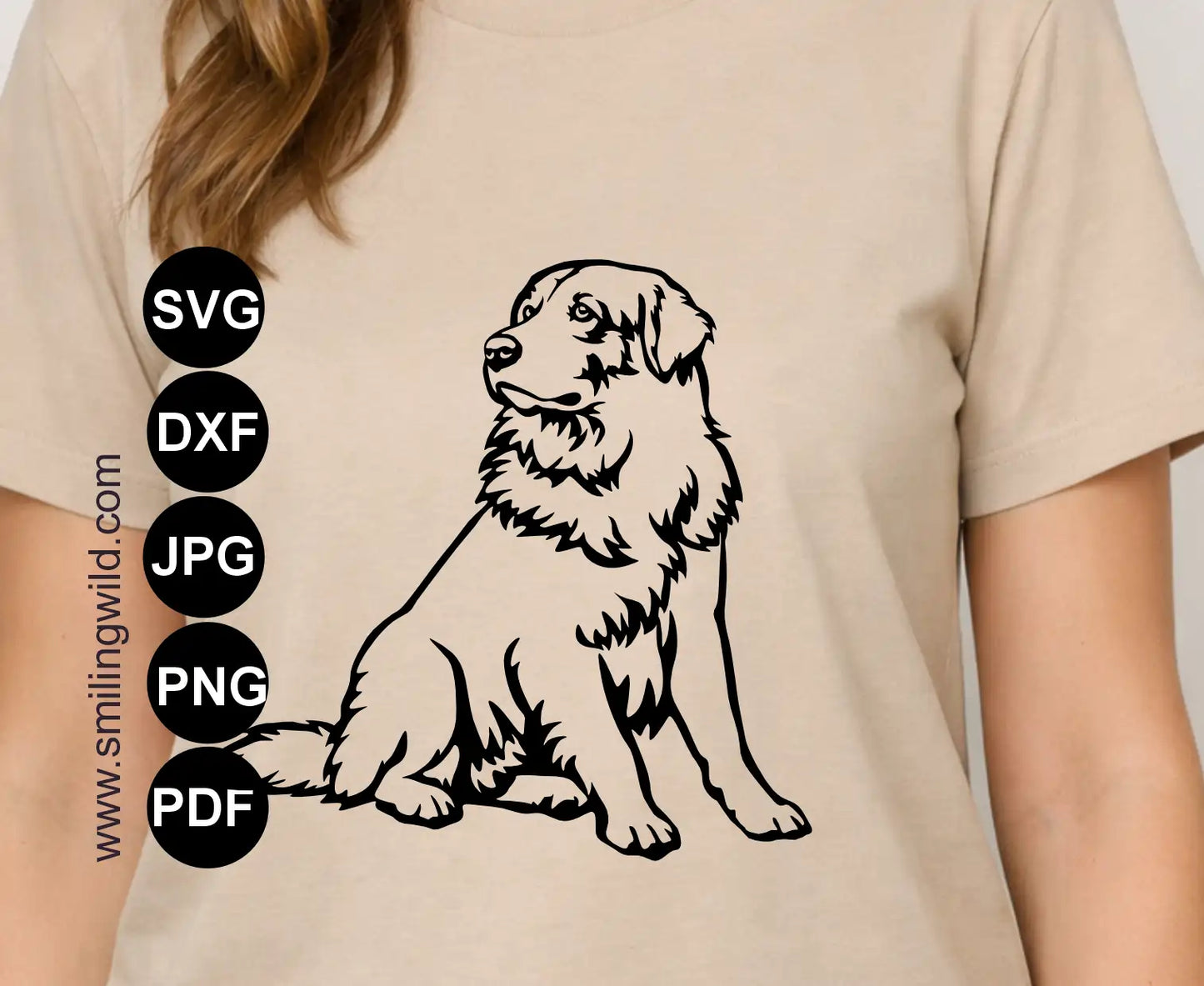 Maremma dog svg and dxf vector clipart visualized as a t shirt design decal