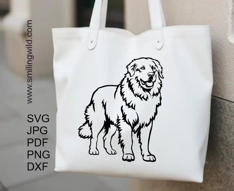 Maremma Sheepdog SVG graphic file clipArt - vorking Dog Vector File preview, confirming inclusion of PNG and DXF formats for all cuttable clipart images.