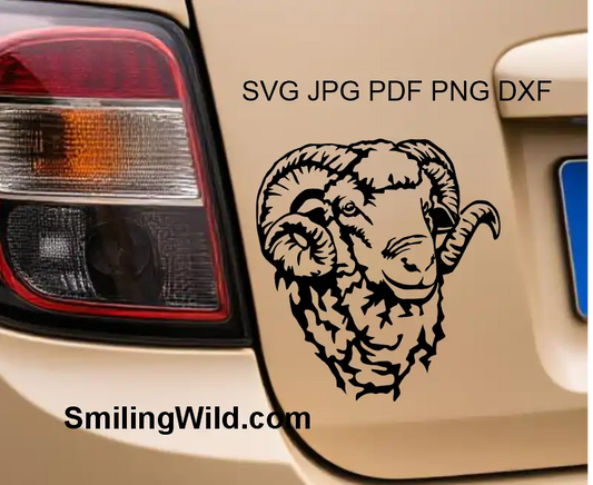 Merino Ram vector graphic clipart for farm animal design vinyl cutting and digital crafting projects