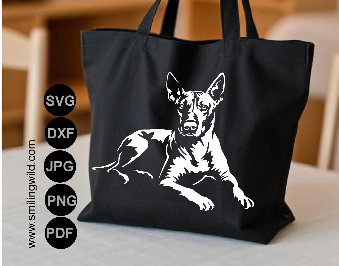 Mexican Hairless Dog (Xolo) white digital files in PNG and sVG formats for professional vinyl cutting, printing and etching.