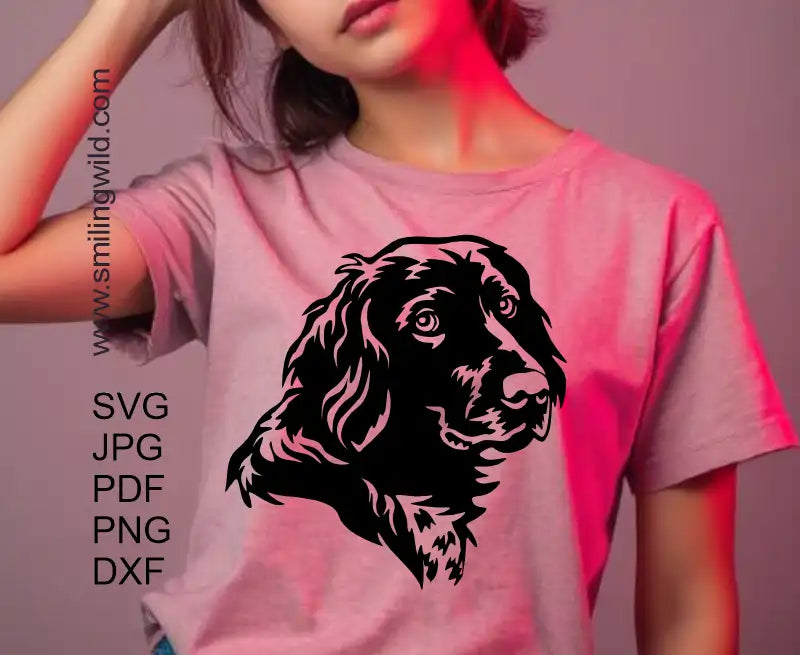 Cutting, engraving and printing file of the Large munsterlander dog head png and dxf clipart image to use on most crafting devices