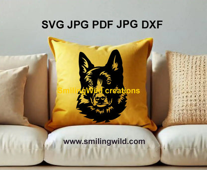 High-quality Norwegian Buhund dog breed vector clipart in SVG, PNG, DXF formats for laser engraving and crafting