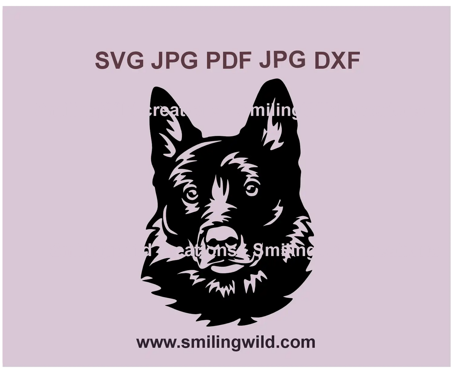 Norwegian Buhund dog face portrait SVG file for Cricut, laser cutting, and DIY crafts