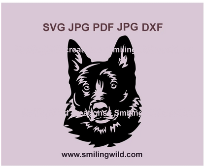 Norwegian Buhund dog face portrait SVG file for Cricut, laser cutting, and DIY crafts