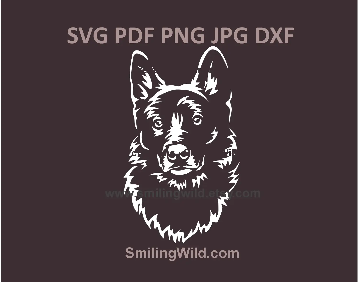 Realistic Norwegian Buhund dog face SVG, PNG, DXF for digital download, laser cutting & engraving