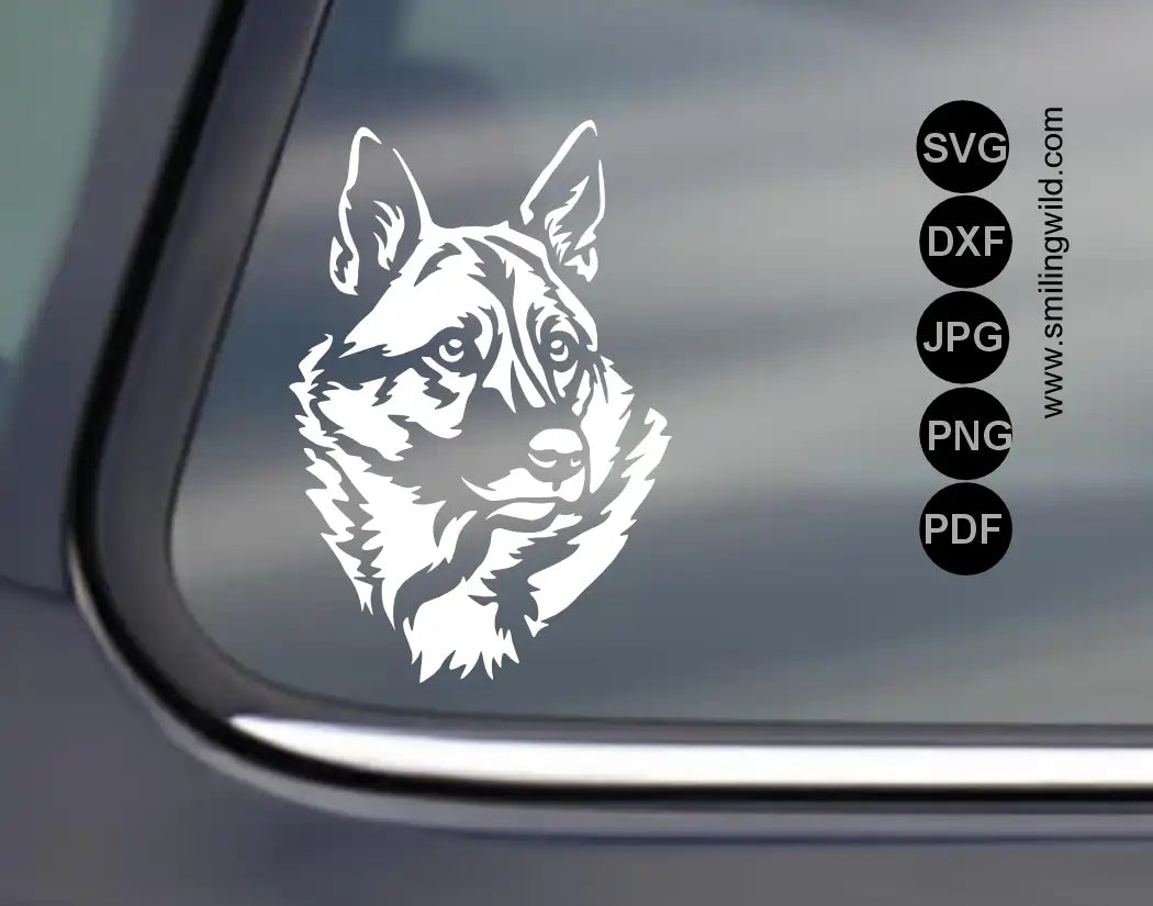 Detailed Norwegian Elkhound svg and dxf drawing and vector art for vinyl decals, stencils, and etching.