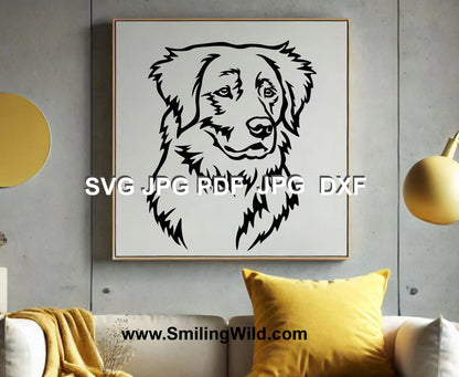 "Black and white Toller dog SVG PNG DXF – Nova Scotia Duck Tolling Retriever vector clipart for Cricut, Glowforge, and laser cutting projects