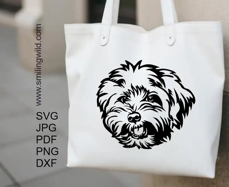 A tote bag design of Bolonka Zwetna black vector clipart file for Cricut, cuttable design, and laser cutting projects