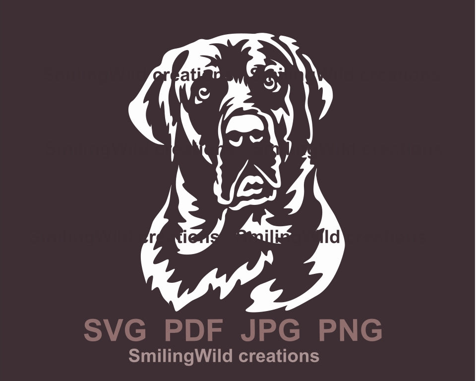 Broholmer Hund SVG Clip Art Portrait, Broholmer Hund weiß Vektorgrafik-Datei (Kopie)