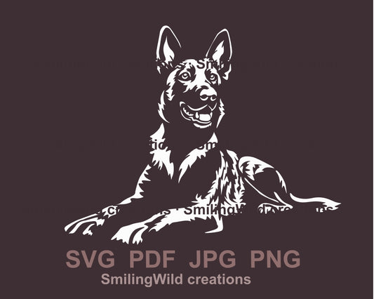 Dutch shepherd dog svg clip art portrait, dog white vector graphic file