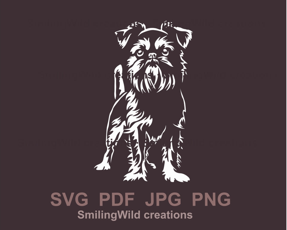 Brussels Griffon svg white vector cuttable clip art file, dog svg