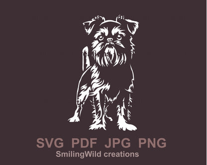 Brüsseler Griffon SVG, weißer Vektor, schneidbare ClipArt-Datei, Hund SVG