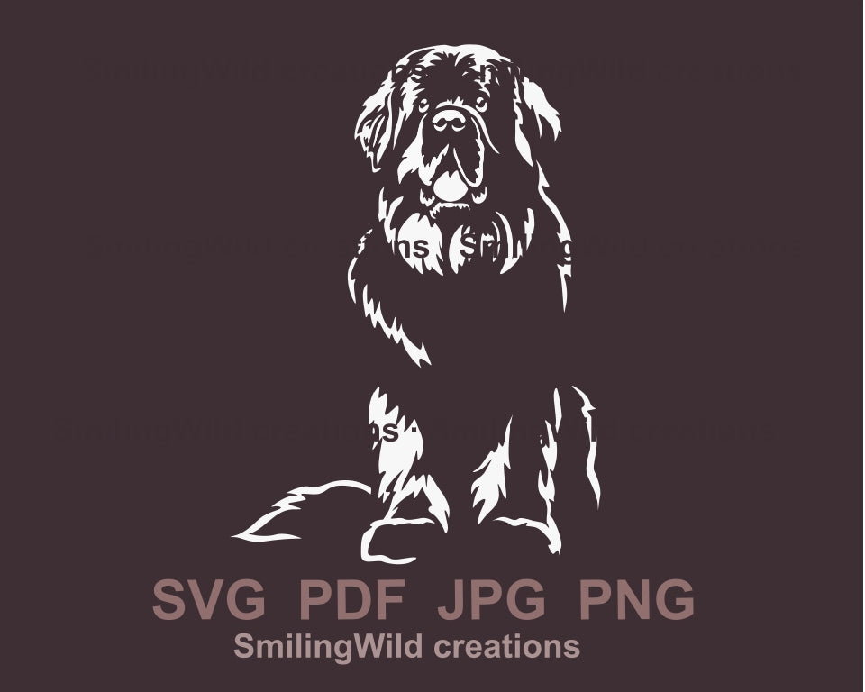 Newfoundland dog svg white vector clip art file