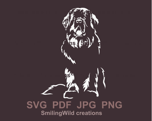 Neufundländer Hund SVG weiß Vektor ClipArt Datei