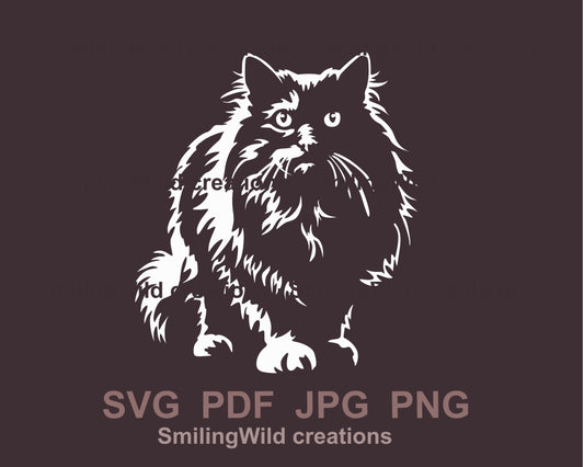 Turkish Angora cat svg white vector file