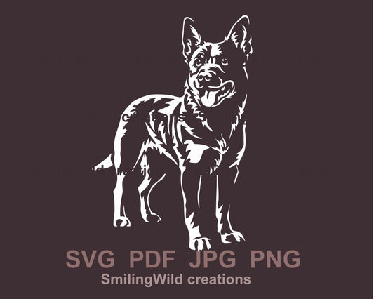 Australian cattle dog dog svg clip art portrait, blue heeler dog white vector graphic file