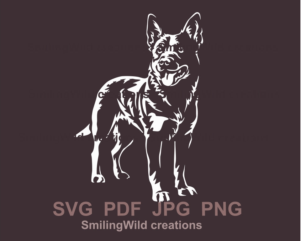 Australian cattle dog dog svg clip art portrait, blue heeler dog white vector graphic file