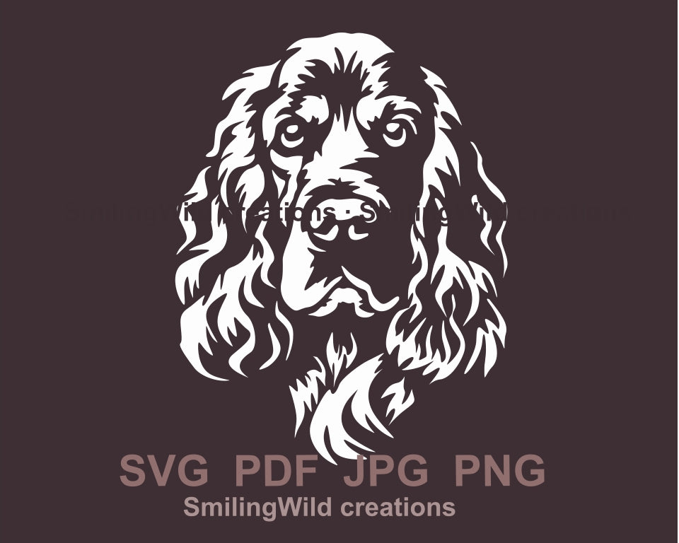 English cocker spaniel svg white vector clip art file