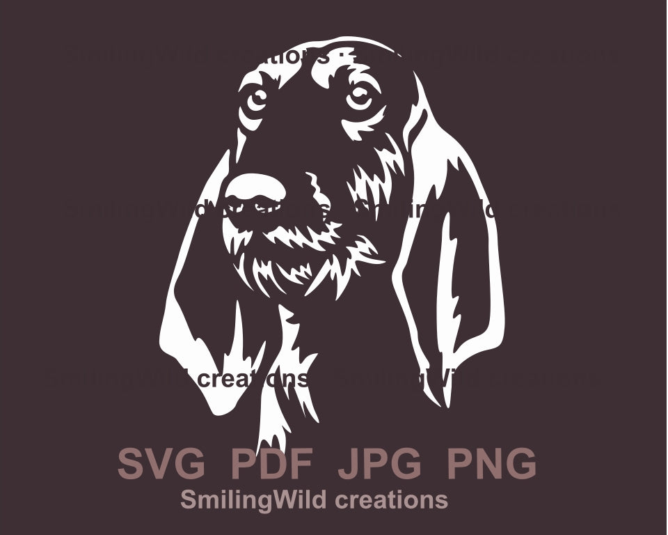 Wirehaired Segugio Italiano svg white vector cuttable clip art file