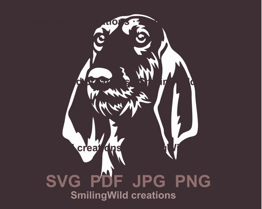 Wirehaired Segugio Italiano svg white vector cuttable clip art file