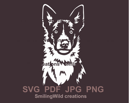 Smooth border collie svg clip art portrait, dog white vector graphic file