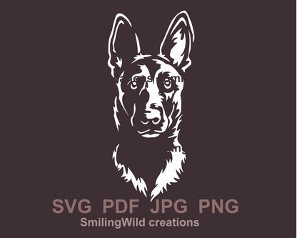 Holländischer Schäferhund SVG Clip Art Portrait, Hund weiß Vektor Grafikdatei