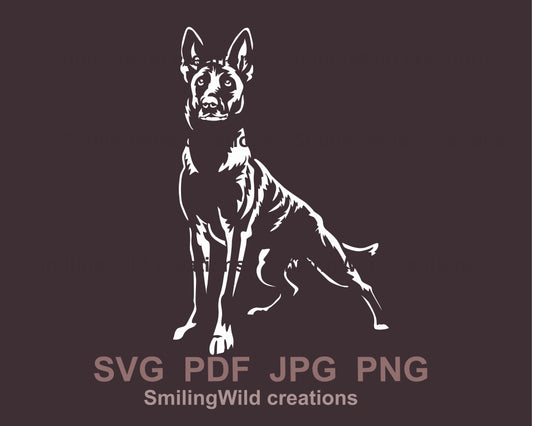 Dutch shepherd dog svg white vector graphic file