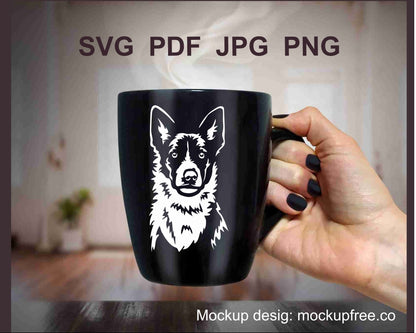 Glattes Border Collie SVG Clip Art Portrait, Hund weiß Vektor Grafikdatei