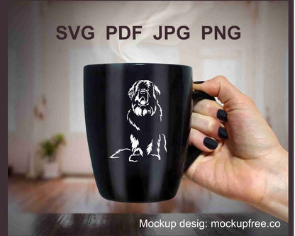 Neufundländer Hund SVG weiß Vektor ClipArt Datei