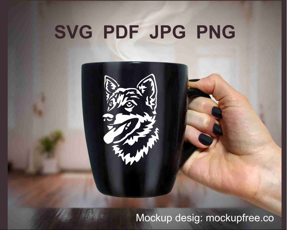 Swedish Vallhund svg clip art portrait, Västgötaspets vector file