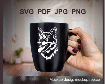 Schwedischer Vallhund SVG ClipArt Portrait, Västgötaspets Vektordatei