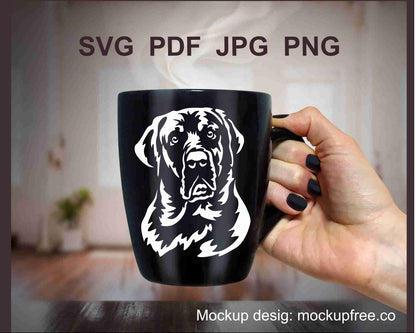 Broholmer Hund SVG Clip Art Portrait, Broholmer Hund weiß Vektorgrafik-Datei (Kopie)