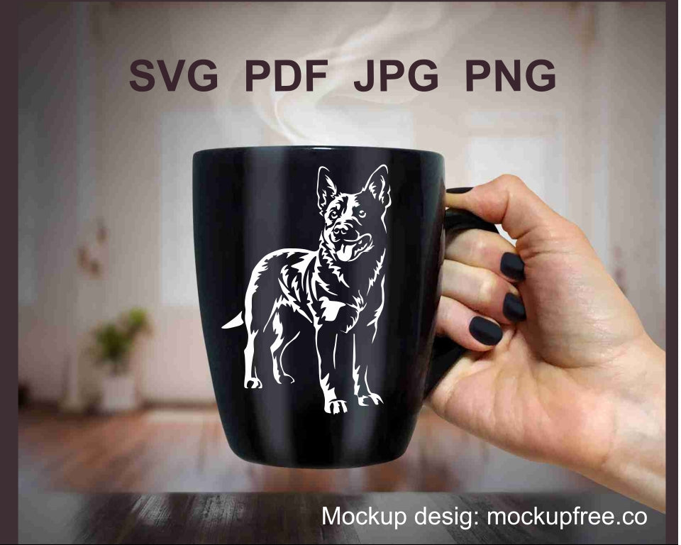 Australian Cattle Dog Hund SVG Clip Art Portrait, Blue Heeler Hund weiß Vektor Grafik Datei