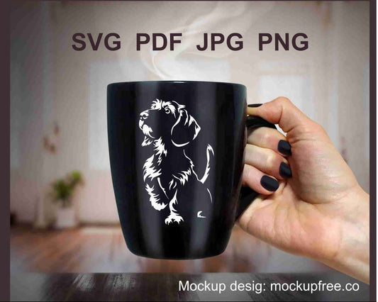 Drahthaardackel SVG, schneidbare Vektor-Clipart-Datei, Hund SVG-Porträt