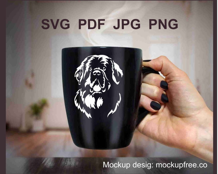 Neufundländer Hund SVG weiß Vektor ClipArt Gesicht Porträt