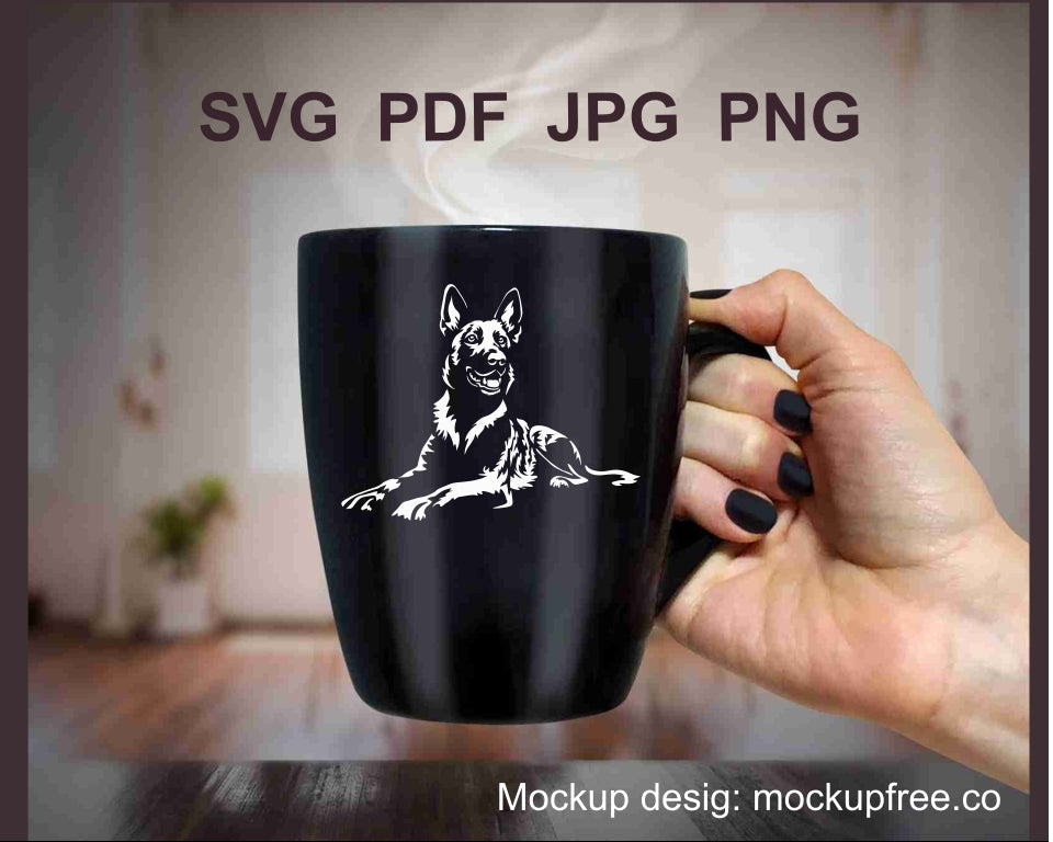 Holländischer Schäferhund SVG Clip Art Portrait, Hund weiß Vektor Grafikdatei